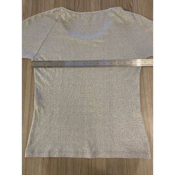 Max‎ Mara Leisure Silver 3/4 Sleeve Max Mara Leisure Top Size Small - Picture 8 of 10